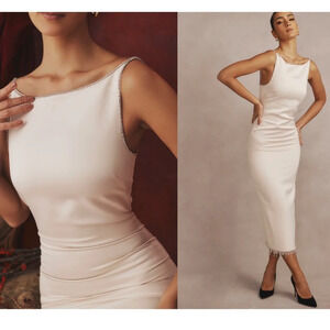 House of CB Cream Midi Dress